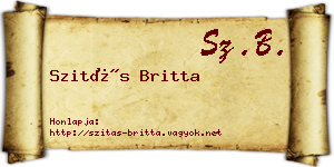Szitás Britta névjegykártya